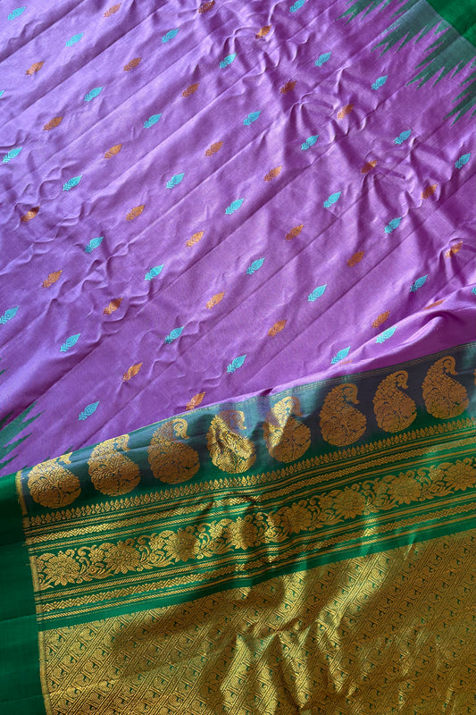 Handwoven Gadwal Pure Silk Saree - Light Purple
