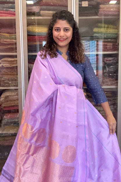 Handwoven Gadwal Pure Silk Saree - Lavender