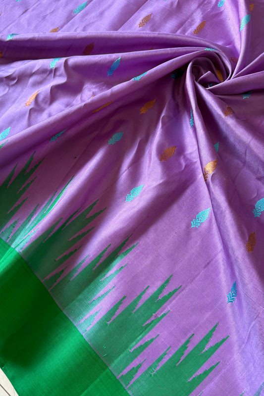 Handwoven Gadwal Pure Silk Saree - Light Purple