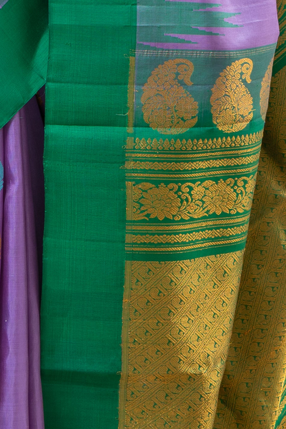 Handwoven Gadwal Pure Silk Saree - Light Purple