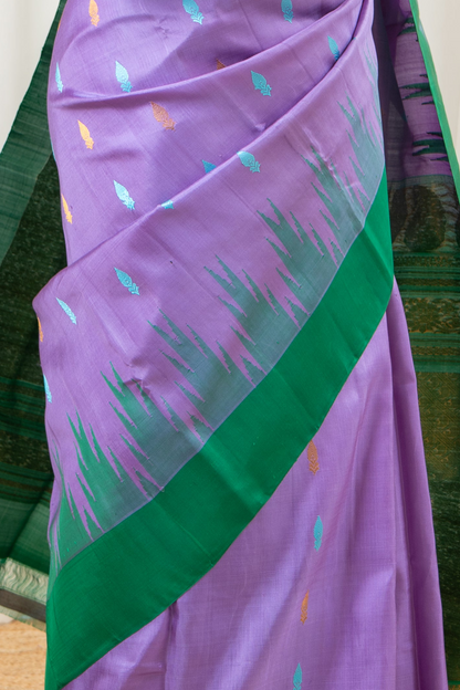 Handwoven Gadwal Pure Silk Saree - Light Purple