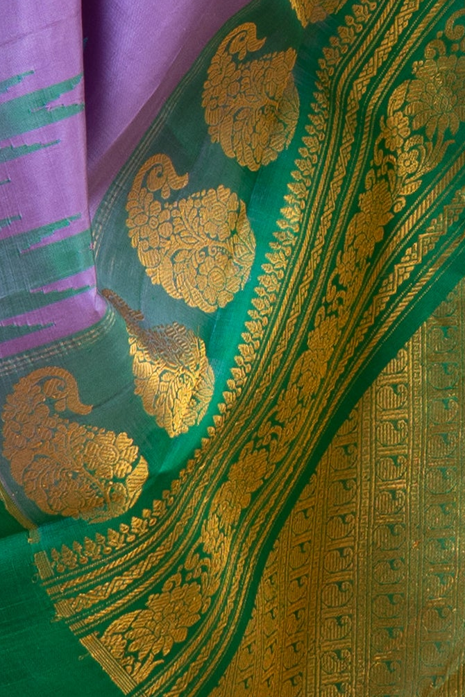 Handwoven Gadwal Pure Silk Saree - Light Purple