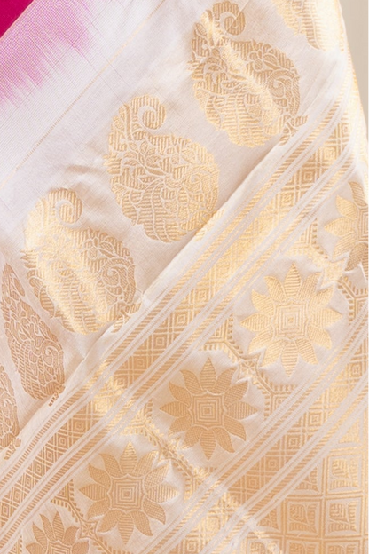 Handwoven Gadwal Pure Silk Saree - Rani