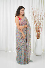 Load image into Gallery viewer, Multi Color Thread Tepchi Work Chikankaari Saree-Grey
