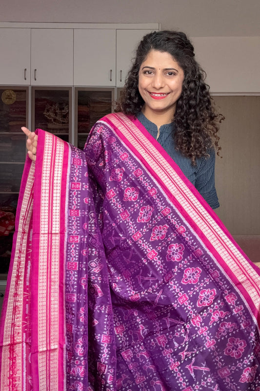 Exclusive Sambalpuri Pure Silk Saree - Purple