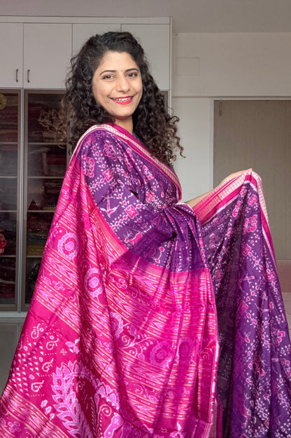 Exclusive Sambalpuri Pure Silk Saree - Purple