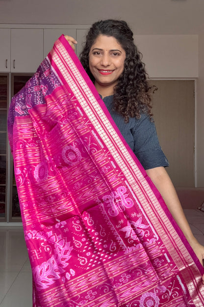 Exclusive Sambalpuri Pure Silk Saree - Purple