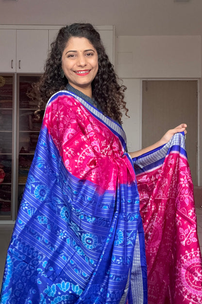 Exclusive Sambalpuri Pure Silk Saree - Pink