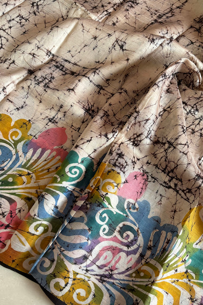 Murshidabad Pure Silk Saree Hand Batik Print