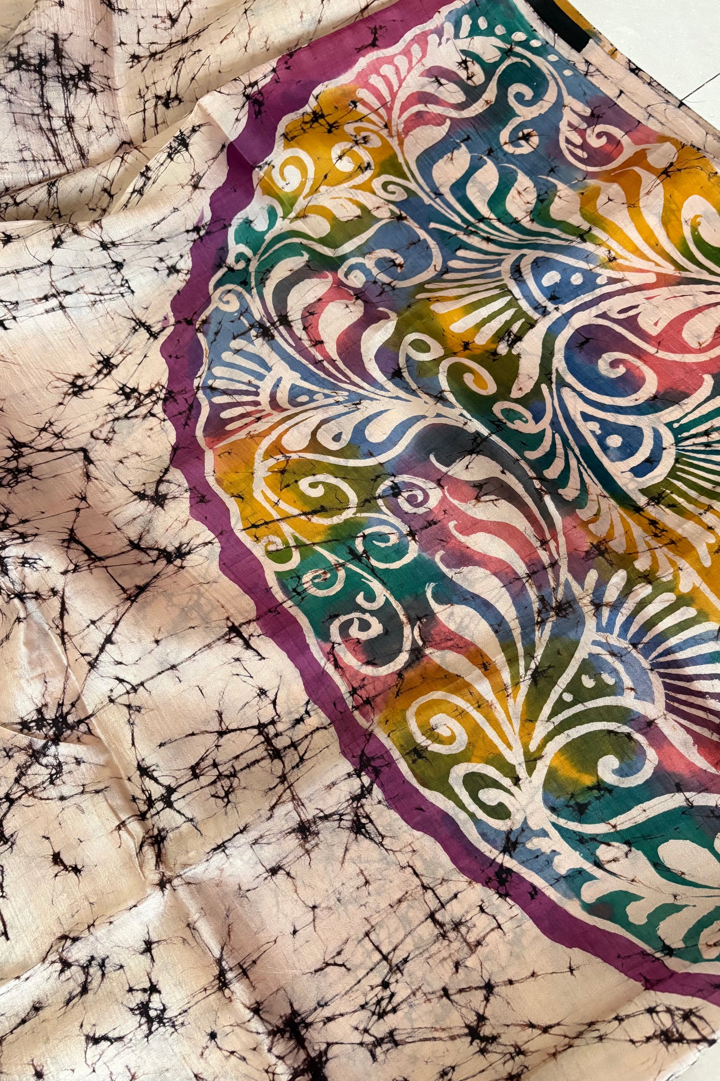 Murshidabad Pure Silk Saree Hand Batik Print