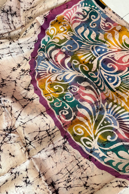 Murshidabad Pure Silk Saree Hand Batik Print