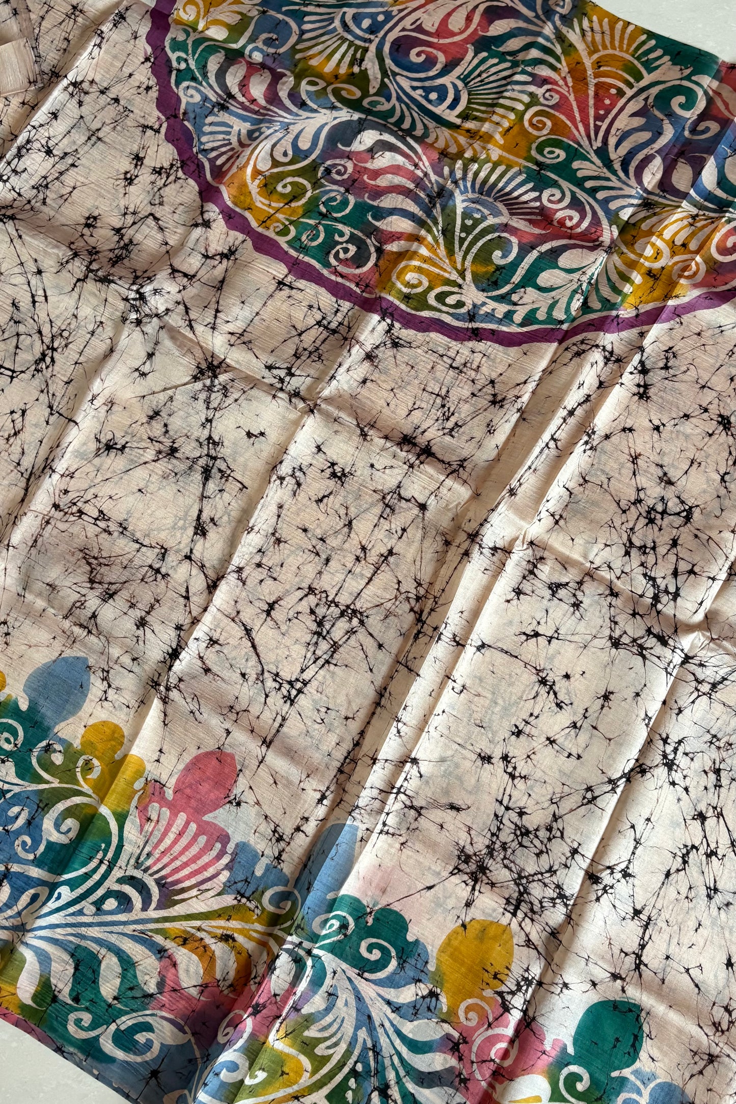 Murshidabad Pure Silk Saree Hand Batik Print