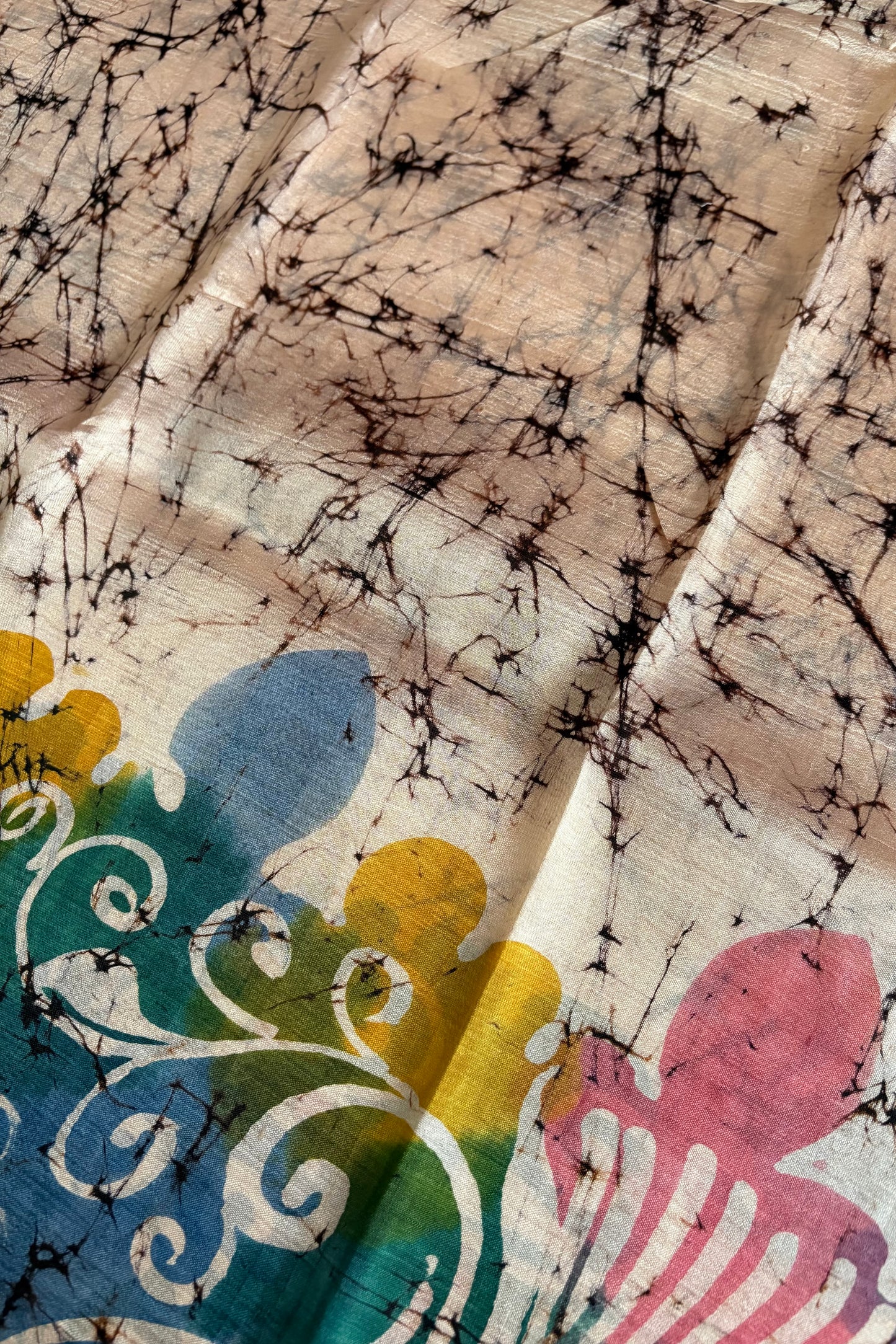 Murshidabad Pure Silk Saree Hand Batik Print