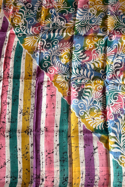 Murshidabad Pure Silk Saree Hand Batik Print