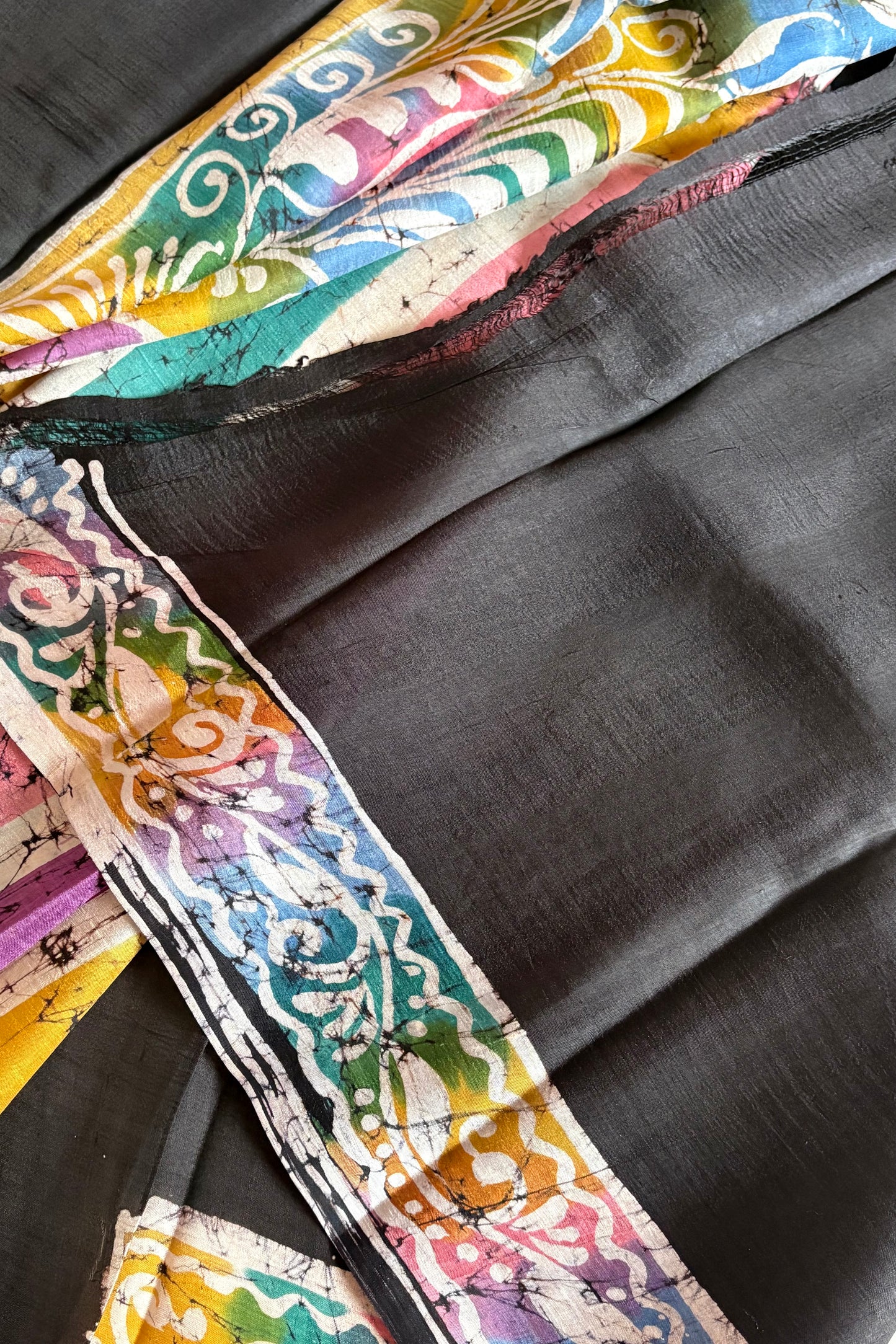 Murshidabad Pure Silk Saree Hand Batik Print