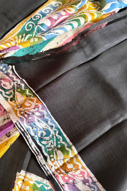 Murshidabad Pure Silk Saree Hand Batik Print