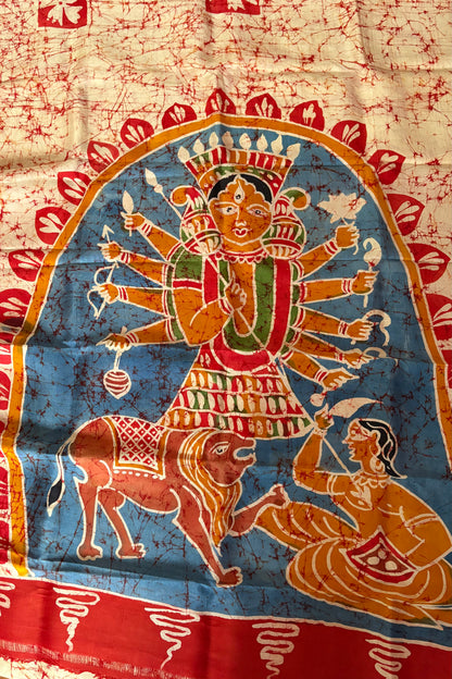 Murshidabad Pure Silk Saree Hand Batik Print