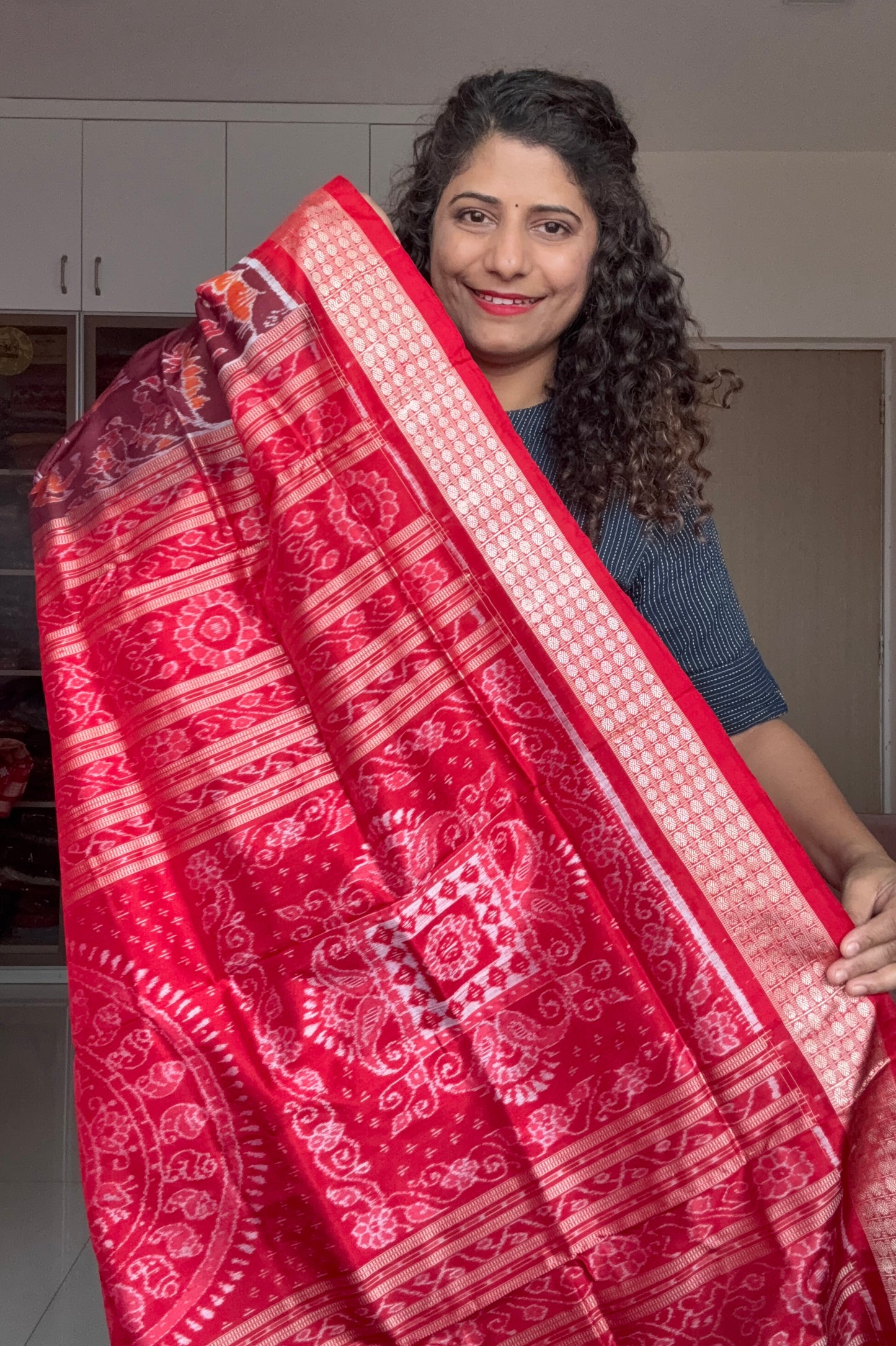 Exclusive Sambalpuri Pure Silk Saree - Coffee-Maroon