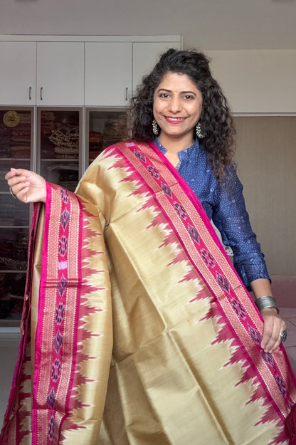 Odisha Ikkat Khandua Pure Silk Saree- Gold