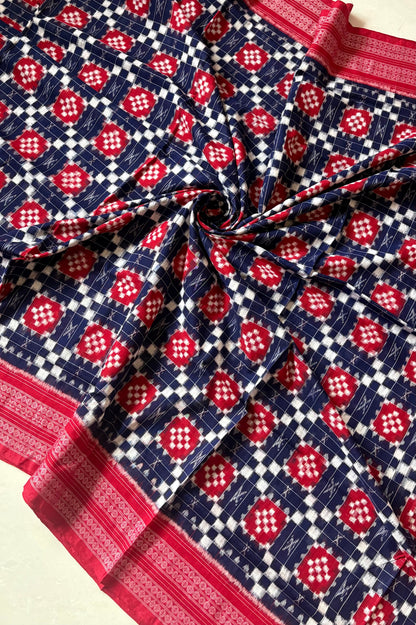Sambalpuri Pure Cotton Saree - Navy