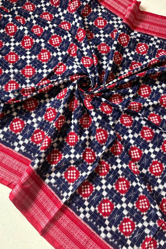 Sambalpuri Pure Cotton Saree - Navy