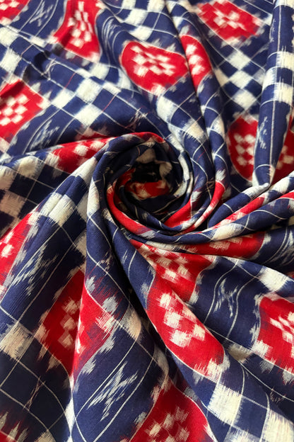 Sambalpuri Pure Cotton Saree - Navy