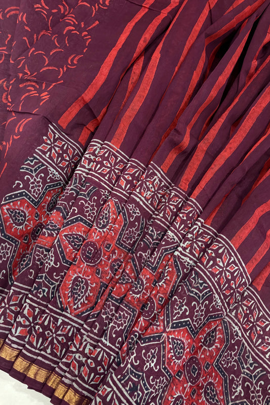 Hand Block Print Silk-Cotton Saree