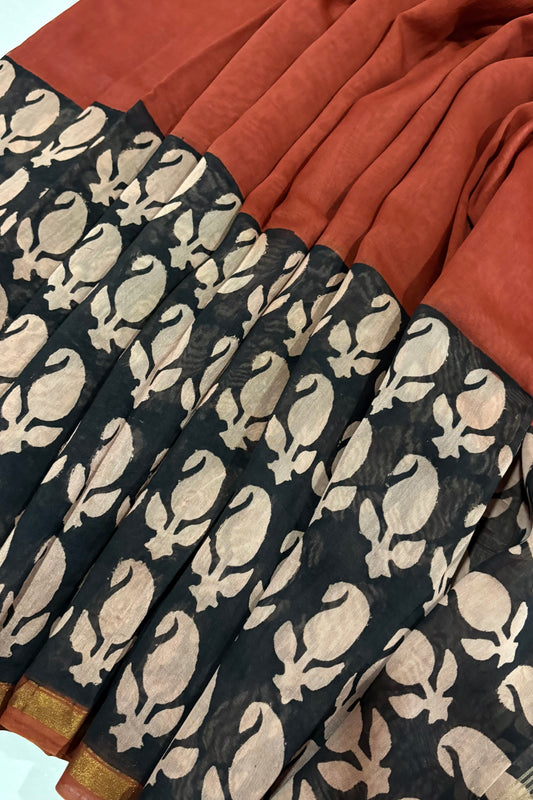 Hand Block Print Silk-Cotton Saree