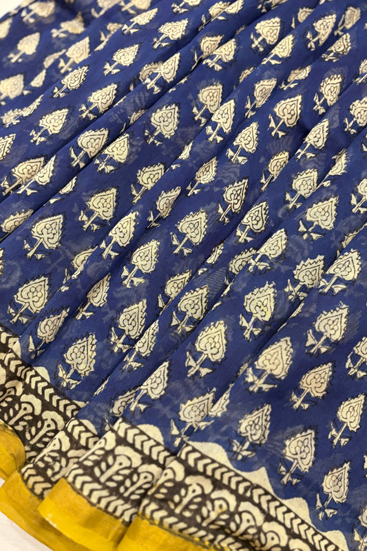 Hand Block Print Silk-Cotton Saree