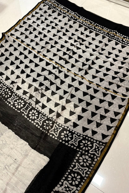 Hand Block Print Silk-Cotton Saree