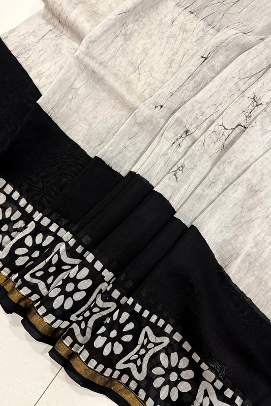 Hand Block Print Silk-Cotton Saree