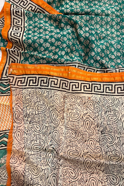 Hand Block Print Silk-Cotton Saree