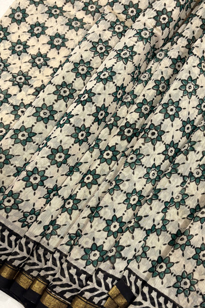 Hand Block Print Silk-Cotton Saree