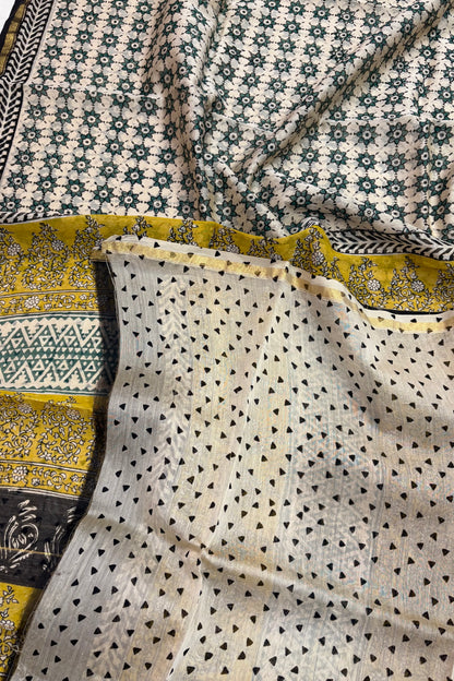 Hand Block Print Silk-Cotton Saree