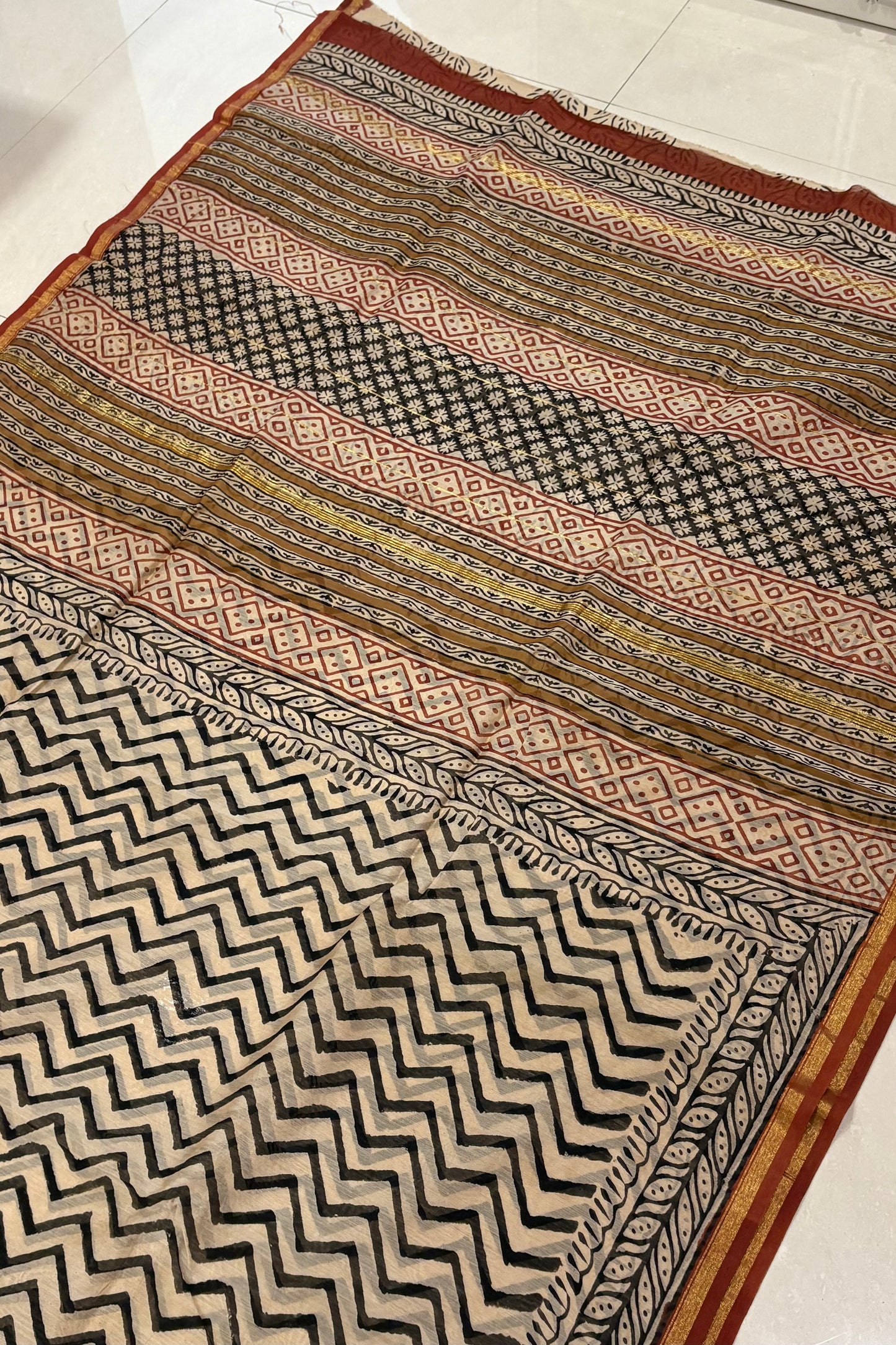 Hand Block Print Silk-Cotton Saree