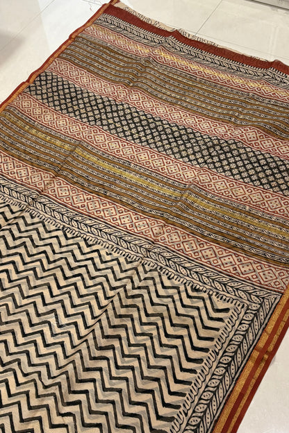 Hand Block Print Silk-Cotton Saree