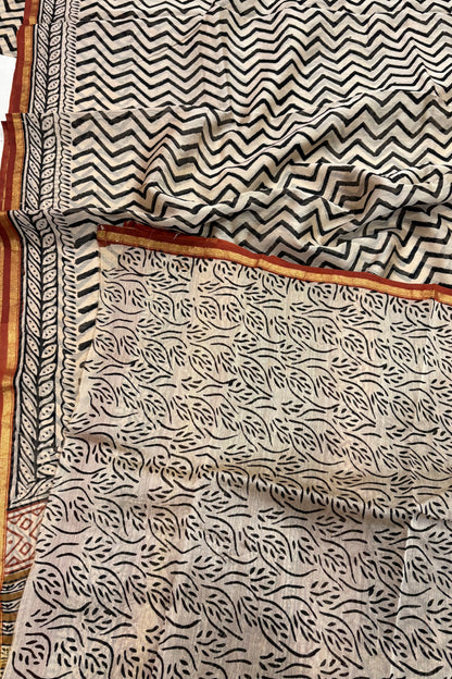 Hand Block Print Silk-Cotton Saree