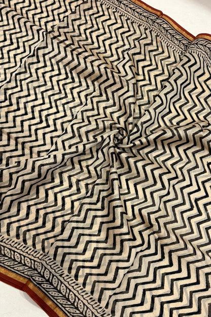 Hand Block Print Silk-Cotton Saree