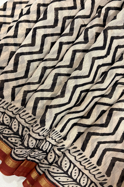 Hand Block Print Silk-Cotton Saree