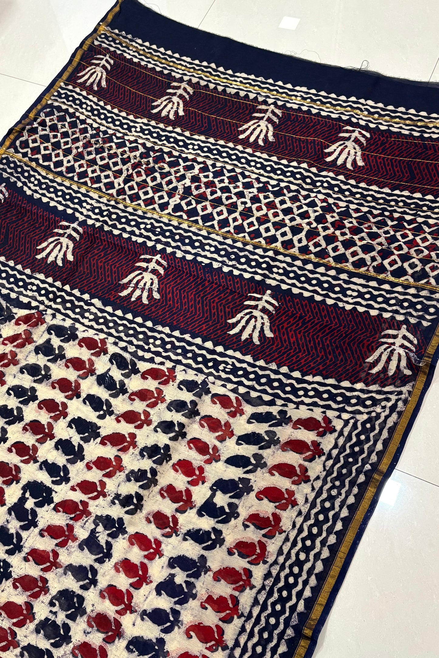 Hand Block Print Silk-Cotton Saree