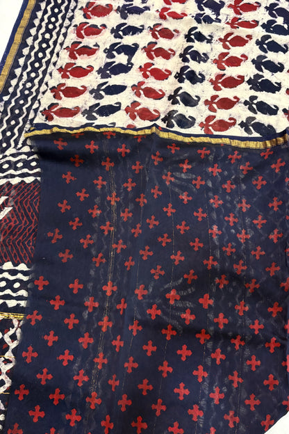 Hand Block Print Silk-Cotton Saree