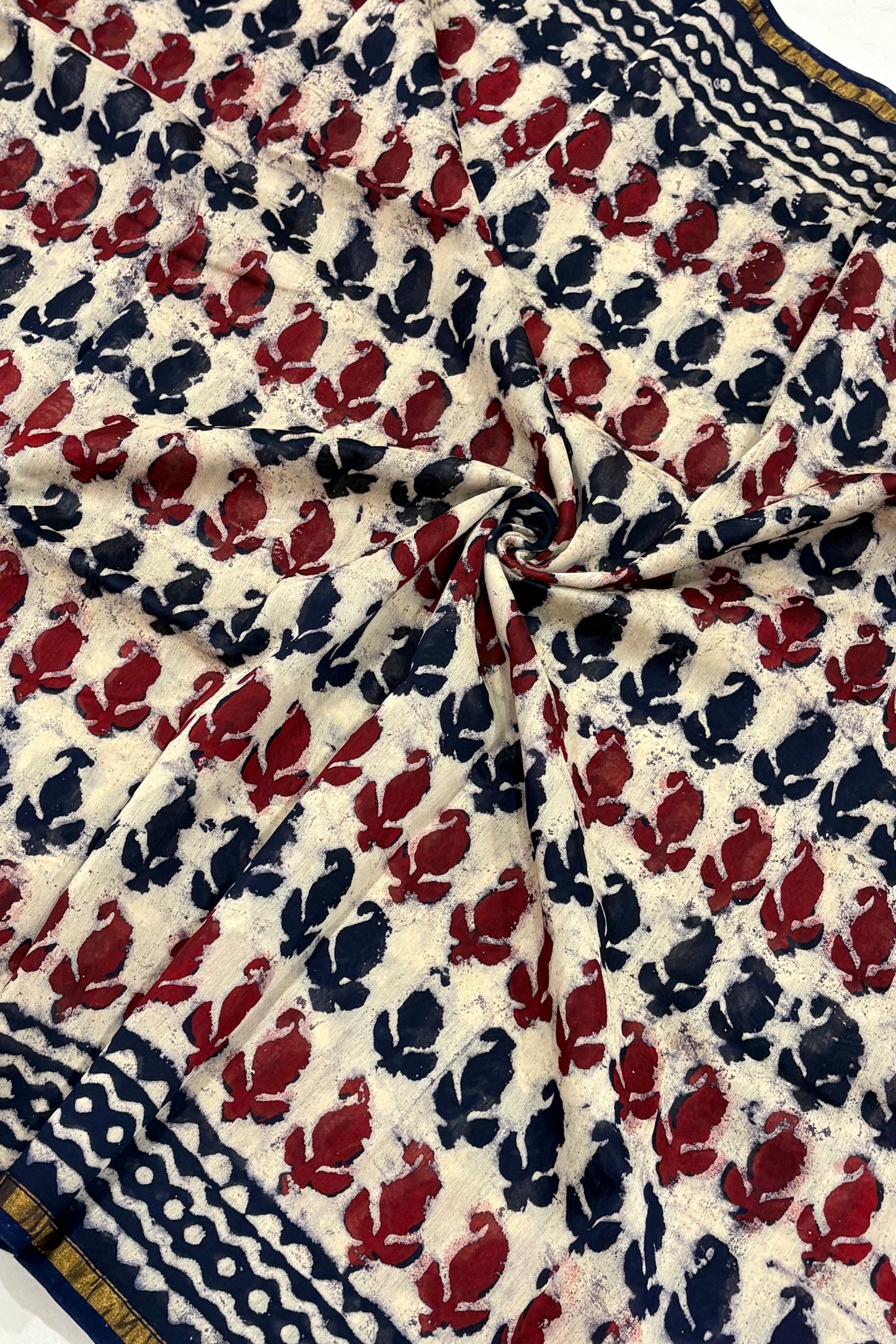 Hand Block Print Silk-Cotton Saree