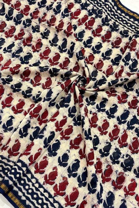 Hand Block Print Silk-Cotton Saree