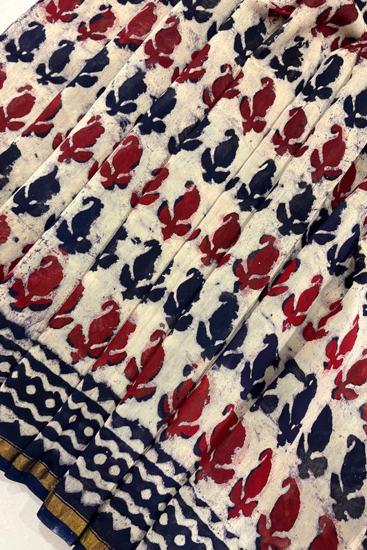 Hand Block Print Silk-Cotton Saree