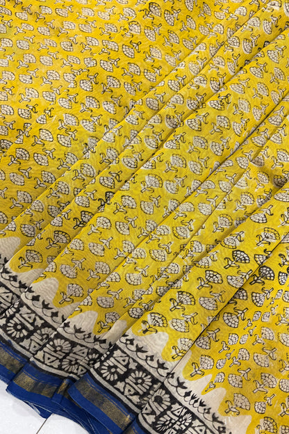 Hand Block Print Silk-Cotton Saree
