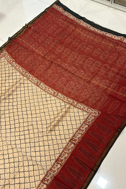 Hand Block Print Silk-Cotton Saree