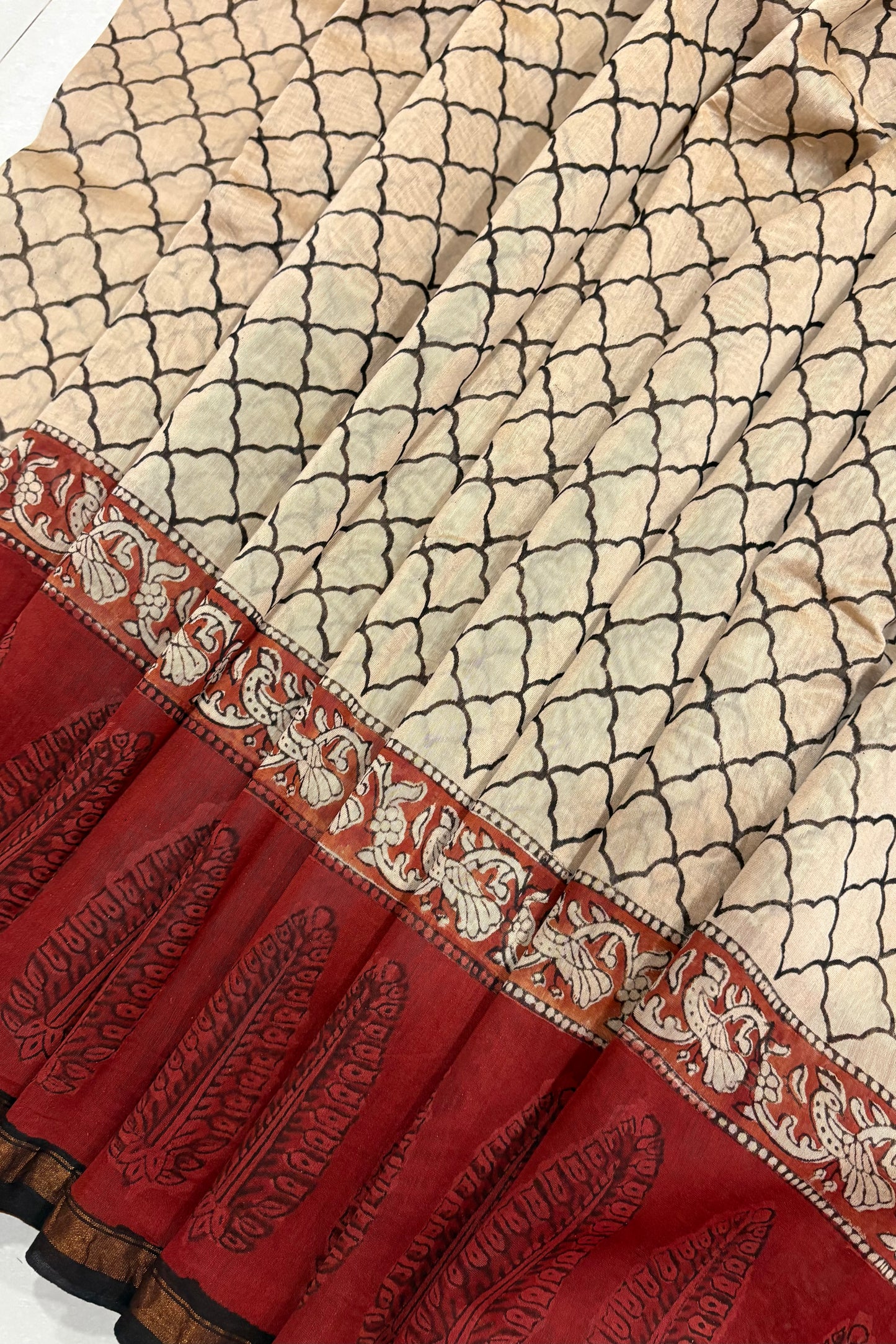 Hand Block Print Silk-Cotton Saree
