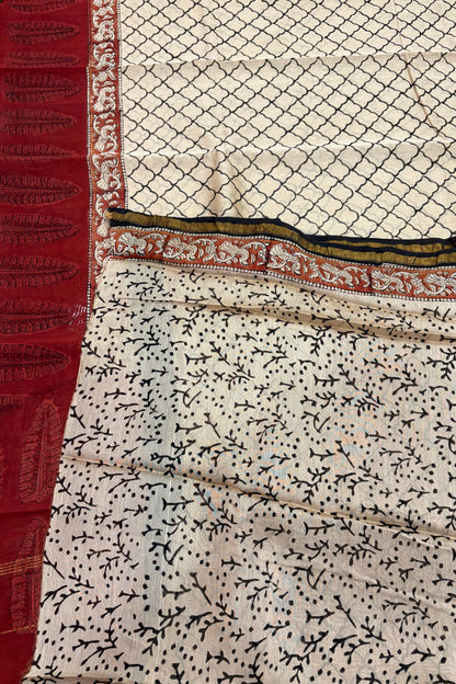 Hand Block Print Silk-Cotton Saree