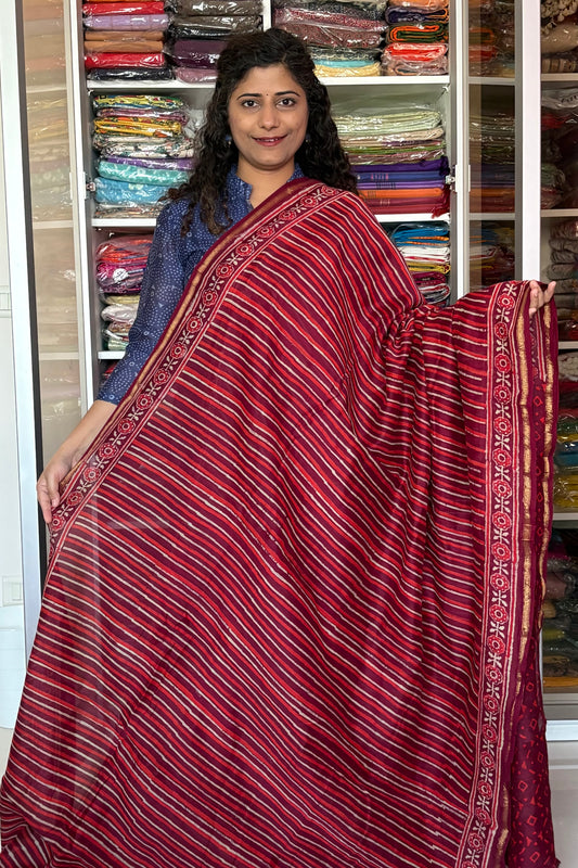 Hand Block Print Silk-Cotton Saree