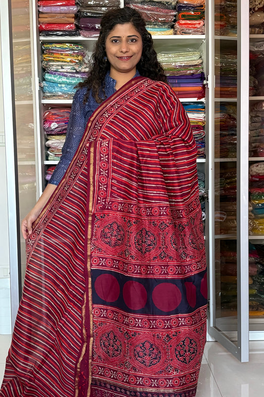 Hand Block Print Silk-Cotton Saree